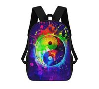 sinyumoney 3D Printing Colorful Yin Yang Children School Backpacks Boys Bookbags Big Capacity Bookbag Travel Backpack Daypacks 17inch
