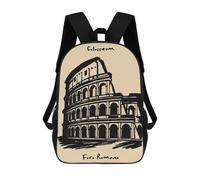 sinyumoney 3D Printing Colosseum And Foro Romano Illustration Children 17 Inch School Backpacks Boys Bookbags Big Capacity Bookbag Travel Backpack Daypacks