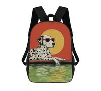 sinyumoney 3D Printing Cool Dalmatian Dog with Sunglasses Children School Backpacks Boys Bookbags Big Capacity Bookbag Travel Backpack Daypacks 17inch