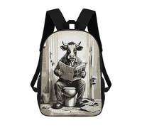 sinyumoney 3D Printing Cow on The Toilet Children School Backpacks Boys Bookbags Big Capacity Bookbag Travel Backpack Daypacks 17inch
