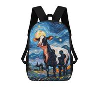 sinyumoney 3D Printing Cow Starry Night Children School Backpacks Boys Bookbags Big Capacity Bookbag Travel Backpack Daypacks 17inch