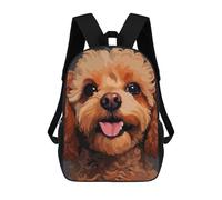 sinyumoney 3D Printing Cute Poodle Face Pixel Art Children School Backpacks Boys Bookbags Big Capacity Bookbag Travel Backpack Daypacks 17inch