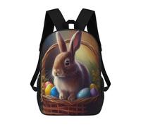 sinyumoney 3D Printing Easter Basket with Bunny-1 Children School Backpacks Boys Bookbags Big Capacity Bookbag Travel Backpack Daypacks 17inch