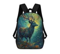 sinyumoney 3D Printing Enchanted Forest Deer -1 Children School Backpacks Boys Bookbags Big Capacity Bookbag Travel Backpack Daypacks 17inch