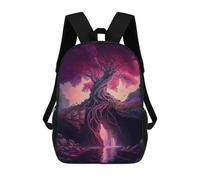 sinyumoney 3D Printing Enchanted Tree with Waterfall Children School Backpacks Boys Bookbags Big Capacity Bookbag Travel Backpack Daypacks 17inch
