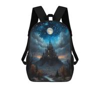 sinyumoney 3D Printing Fantasy Castle Under Moonlight Children School Backpacks Boys Bookbags Big Capacity Bookbag Travel Backpack Daypacks 17inch