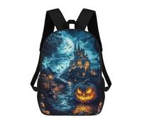 sinyumoney 3D Printing Fantasy Spooky Pumpkin Children School Backpacks Boys Bookbags Big Capacity Bookbag Travel Backpack Daypacks 17inch