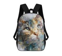 sinyumoney 3D Printing Fashion Knapsack Kids Abstract Cat Face Artwork Rucksack Boys School Backpack for Girls Elementary School Bags Bookbag Teens 17inch