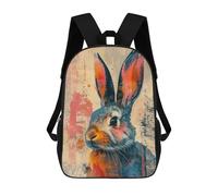 sinyumoney 3D Printing Fashion Knapsack Kids Abstract Rabbit Art Print Rucksack Boys School Backpack for Girls Elementary School Bags Bookbag Teens 17inch