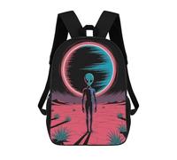 sinyumoney 3D Printing Fashion Knapsack Kids Alien on A Desolate Planet Rucksack Boys School Backpack for Girls Elementary School Bags Bookbag Teens 17inch