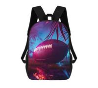 sinyumoney 3D Printing Fashion Knapsack Kids American Rugby Sport Neon Rucksack Boys School Backpack for Girls Elementary School Bags Bookbag Teens 17inch