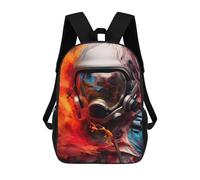 sinyumoney 3D Printing Fashion Knapsack Kids Astronaut Flames Abstract Rucksack Boys School Backpack for Girls Elementary School Bags Bookbag Teens 17inch