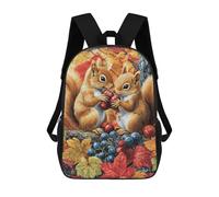 sinyumoney 3D Printing Fashion Knapsack Kids Autumn Squirrel Berries Painting Rucksack Boys School Backpack for Girls Elementary School Bags Bookbag Teens 17inch