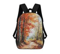 sinyumoney 3D Printing Fashion Knapsack Kids Autumn Trail Canvas Rucksack Boys School Backpack for Girls Elementary School Bags Bookbag Teens 17inch