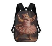 sinyumoney 3D Printing Fashion Knapsack Kids Ballerina Orange Tabby Cat Rucksack Boys School Backpack for Girls Elementary School Bags Bookbag Teens 17inch