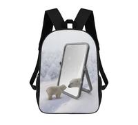sinyumoney 3D Printing Fashion Knapsack Kids Bear in The Mirror Rucksack Boys School Backpack for Girls Elementary School Bags Bookbag Teens 17inch