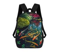 sinyumoney 3D Printing Fashion Knapsack Kids Beautiful Goldfish Swimmin Rucksack Boys School Backpack for Girls Elementary School Bags Bookbag Teens 17inch