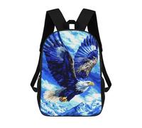 sinyumoney 3D Printing Fashion Knapsack Kids Blue Eagle Soaring Rucksack Boys School Backpack for Girls Elementary School Bags Bookbag Teens 17inch