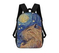 sinyumoney 3D Printing Fashion Knapsack Kids Capybara Starry Night Art Rucksack Boys School Backpack for Girls Elementary School Bags Bookbag Teens 17inch