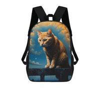 sinyumoney 3D Printing Fashion Knapsack Kids Cat Surveying The Domain Rucksack Boys School Backpack for Girls Elementary School Bags Bookbag Teens 17inch