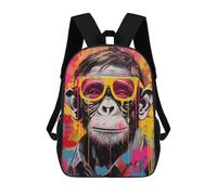 sinyumoney 3D Printing Fashion Knapsack Kids Chimpanzee Glasses Rucksack Boys School Backpack for Girls Elementary School Bags Bookbag Teens 17inch