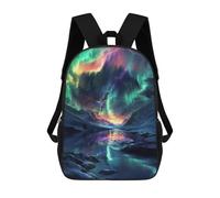 sinyumoney 3D Printing Fashion Knapsack Kids Colorful Aurora Reflections Rucksack Boys School Backpack for Girls Elementary School Bags Bookbag Teens 17inch