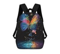 sinyumoney 3D Printing Fashion Knapsack Kids Colorful Butterfly Reflection Rucksack Boys School Backpack for Girls Elementary School Bags Bookbag Teens 17inch