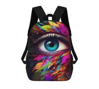 sinyumoney 3D Printing Fashion Knapsack Kids Colorful Eye Feather Artwork Rucksack Boys School Backpack for Girls Elementary School Bags Bookbag Teens 17inch