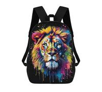 sinyumoney 3D Printing Fashion Knapsack Kids Colorful Lion With Drips Rucksack Boys School Backpack for Girls Elementary School Bags Bookbag Teens 17inch