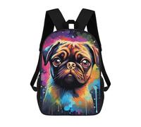 sinyumoney 3D Printing Fashion Knapsack Kids Colorful Pug Art Print-3 Rucksack Boys School Backpack for Girls Elementary School Bags Bookbag Teens 17inch