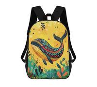 sinyumoney 3D Printing Fashion Knapsack Kids Colorful Whale Illustration Rucksack Boys School Backpack for Girls Elementary School Bags Bookbag Teens 17inch