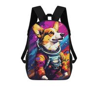 sinyumoney 3D Printing Fashion Knapsack Kids Corgi Astronaut Space Suit Rucksack Boys School Backpack for Girls Elementary School Bags Bookbag Teens 17inch