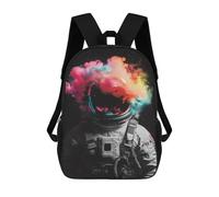 sinyumoney 3D Printing Fashion Knapsack Kids Cosmic Astronaut Smoke Effect Rucksack Boys School Backpack for Girls Elementary School Bags Bookbag Teens 17inch