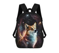 sinyumoney 3D Printing Fashion Knapsack Kids Cosmic Corgi Canvas Print-4 Rucksack Boys School Backpack for Girls Elementary School Bags Bookbag Teens 17inch
