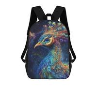 sinyumoney 3D Printing Fashion Knapsack Kids Cosmic Peacock Art Print Rucksack Boys School Backpack for Girls Elementary School Bags Bookbag Teens 17inch