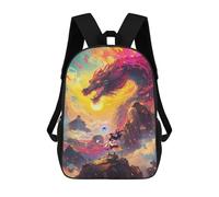 sinyumoney 3D Printing Fashion Knapsack Kids Dragon And Mage Lady Rucksack Boys School Backpack for Girls Elementary School Bags Bookbag Teens 17inch