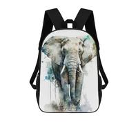 sinyumoney 3D Printing Fashion Knapsack Kids Elephant Watercolor Rucksack Boys School Backpack for Girls Elementary School Bags Bookbag Teens 17inch