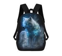 sinyumoney 3D Printing Fashion Knapsack Kids Enchanted Wolf Spirit Art Print -2 Rucksack Boys School Backpack for Girls Elementary School Bags Bookbag Teens 17inch