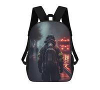 sinyumoney 3D Printing Fashion Knapsack Kids Firefighter Image Rucksack Boys School Backpack for Girls Elementary School Bags Bookbag Teens 17inch
