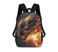 sinyumoney 3D Printing Fashion Knapsack Kids Flaming Panther Head Rucksack Boys School Backpack for Girls Elementary School Bags Bookbag Teens 17inch