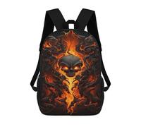 sinyumoney 3D Printing Fashion Knapsack Kids Flaming Skull Artwork-1 Rucksack Boys School Backpack for Girls Elementary School Bags Bookbag Teens 17inch