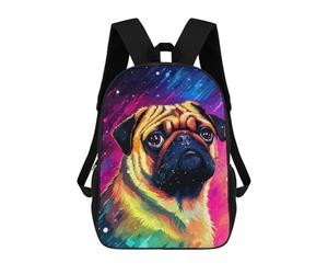sinyumoney 3D Printing Fashion Knapsack Kids Funny Synth Pug Pixel Rucksack Boys School Backpack for Girls Elementary School Bags Bookbag Teens 17inch