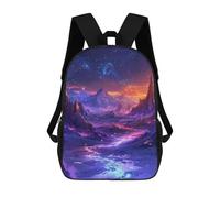 sinyumoney 3D Printing Fashion Knapsack Kids Galactic Fantasy Landscape Rucksack Boys School Backpack for Girls Elementary School Bags Bookbag Teens 17inch