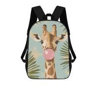 sinyumoney 3D Printing Fashion Knapsack Kids Giraffe Blowing Bubble Gum Rucksack Boys School Backpack for Girls Elementary School Bags Bookbag Teens 17inch