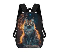 sinyumoney 3D Printing Fashion Knapsack Kids Glowing Forest Cat Rucksack Boys School Backpack for Girls Elementary School Bags Bookbag Teens 17inch