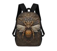 sinyumoney 3D Printing Fashion Knapsack Kids Golden Bee Artwork Rucksack Boys School Backpack for Girls Elementary School Bags Bookbag Teens 17inch