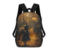 sinyumoney 3D Printing Fashion Knapsack Kids Halloween Witch in Forest Rucksack Boys School Backpack for Girls Elementary School Bags Bookbag Teens 17inch