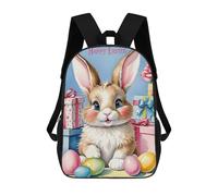 sinyumoney 3D Printing Fashion Knapsack Kids Happy Easter Bunny Gifts Rucksack Boys School Backpack for Girls Elementary School Bags Bookbag Teens 17inch