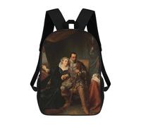 sinyumoney 3D Printing Fashion Knapsack Kids Historical Couple Portrait Rucksack Boys School Backpack for Girls Elementary School Bags Bookbag Teens 17inch