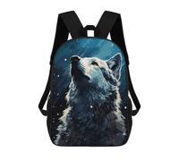 sinyumoney 3D Printing Fashion Knapsack Kids Inspiring Wolf Pixel Art Rucksack Boys School Backpack for Girls Elementary School Bags Bookbag Teens 17inch